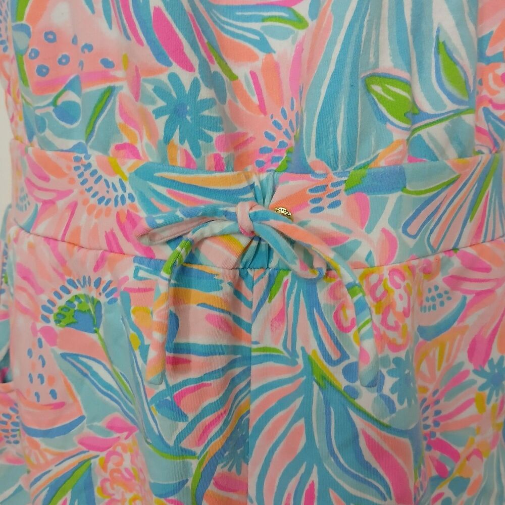 Lilly Pulitzer Jace Strapless Romper S Scalloped Hem Floral Pockets Beach Pool - Picture 7 of 15